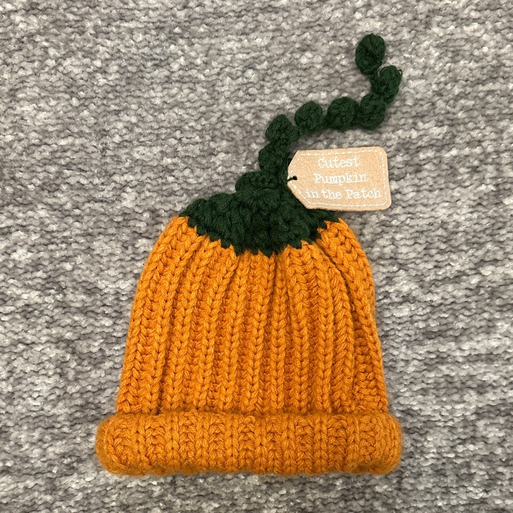 NWOT Mud Pie Knit cutest Pumpkin in the patch Hat 0-18mo